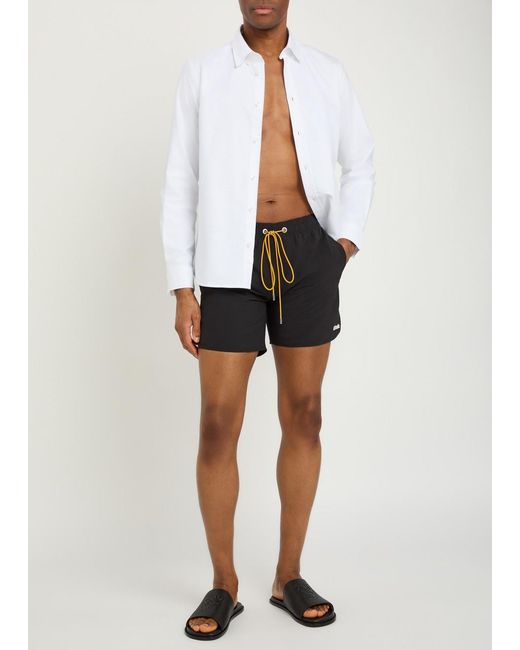 Rhude Black Classic Logo-Embroidered Nylon Swim Shorts for men