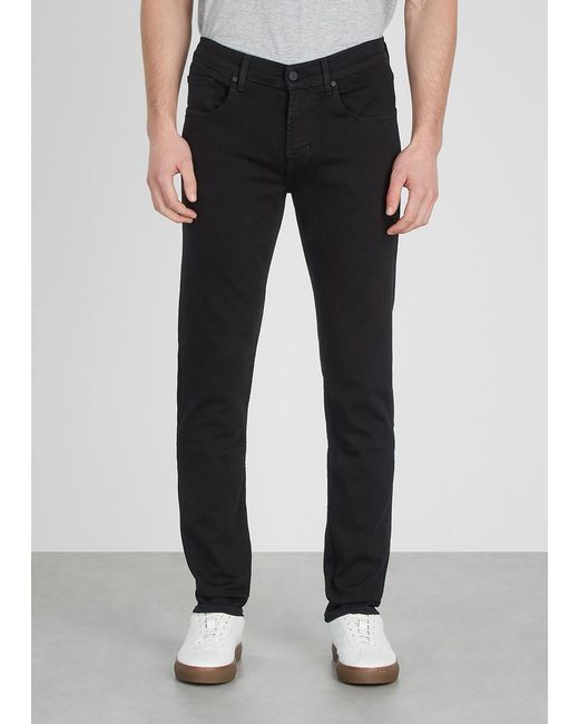 7 For All Mankind Black Slimmy Tapered Luxe Performance+ Jeans for men