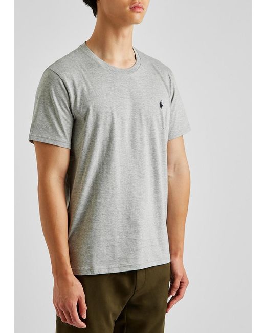 Polo Ralph Lauren Gray Logo-Embroidered Cotton T-Shirt for men