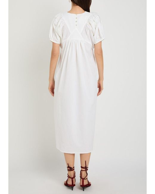 Les Vacances d'Irina White Mo Crinkled Cotton Maxi Dress