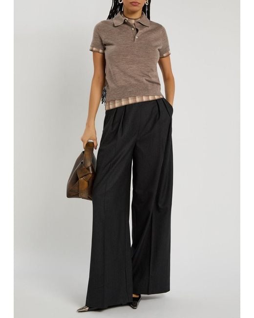 Acne Brown Kalissa Layered Wool Polo Shirt