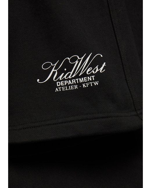 Kidwest Black Script Logo-Print Cotton Shorts for men