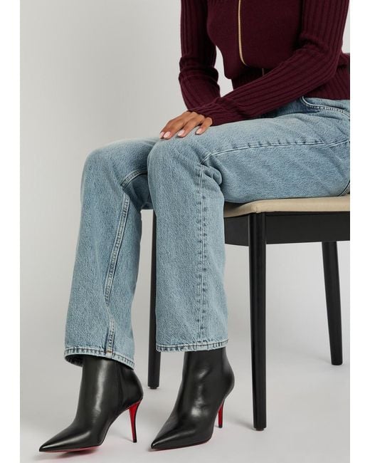 Christian Louboutin Black Miss Z Booty 80 Leather Ankle Boots