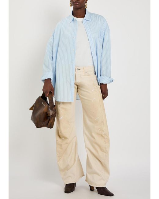 Acne Natural 2006F Paint-Splatter Curved Wide-Leg Jeans