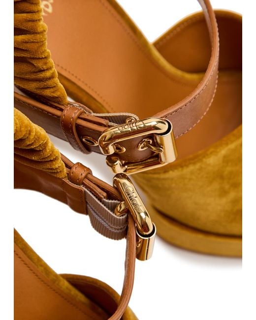 Chloé Brown Aria Suede Platform Sandals