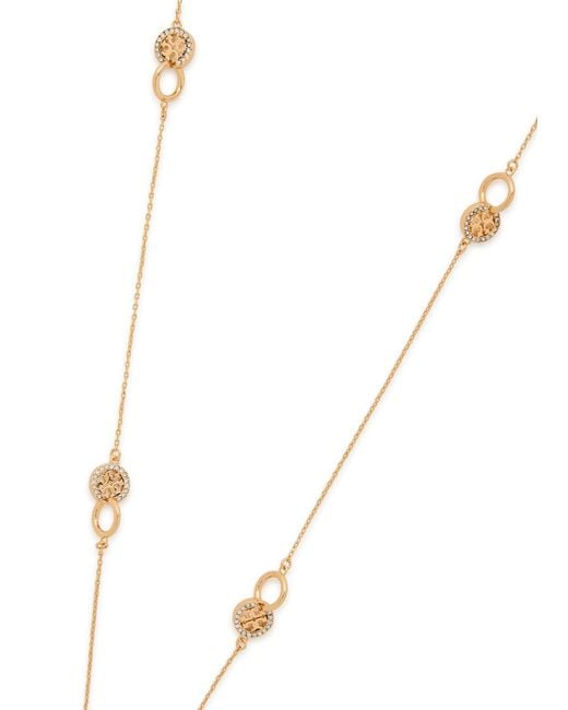 Tory Burch White Icon Pavé 18Kt-Plated Necklace