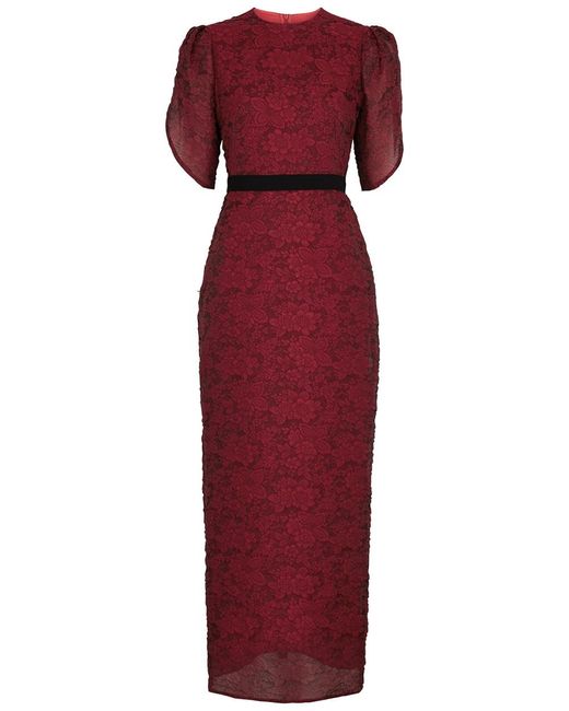 Erdem Red Asteria Floral-Jacquard Organza Dress