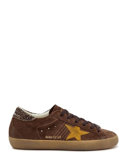 Golden Goose Deluxe Brand Brown Super-Star Glittered Suede Sneakers