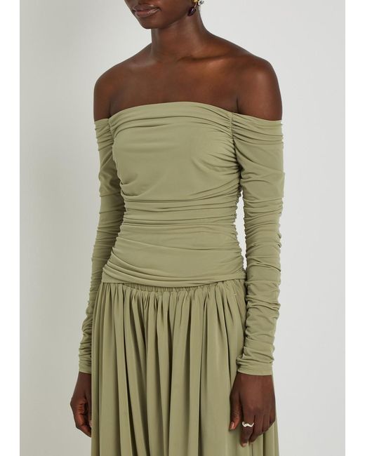 Ronny Kobo Green Ruby Ruched Tissue Jersey Top