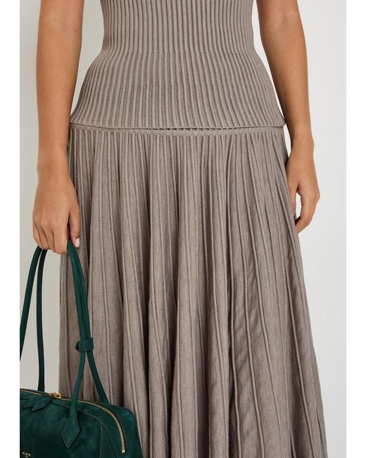 Alaïa Brown Crinoline Ribbed Structured Wool-Blend Midi Skirt