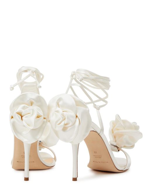 Magda Butrym White 100 Flower-embellished Satin Sandals