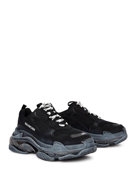 Balenciaga Blue Triple S Panelled Sneakers, Sneakers, , Mesh