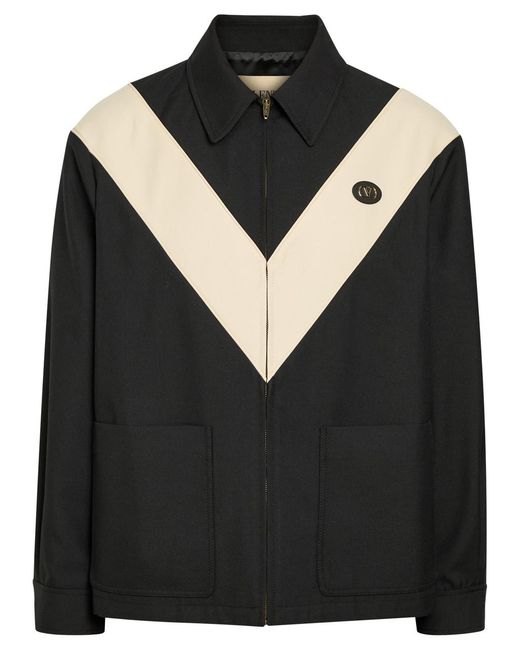 Valentino Garavani Black Panelled Woven Jacket for men