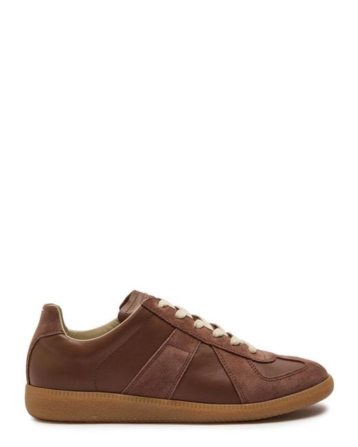 Maison Margiela Brown Replica Panelled Leather Sneakers