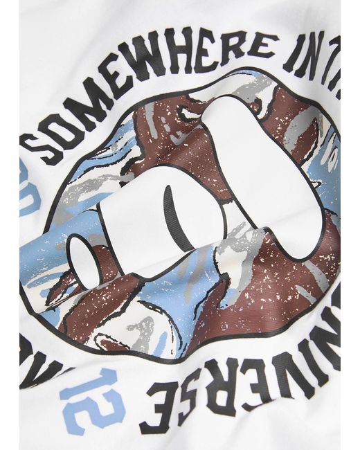 Aape White New Camo Printed Cotton T-Shirt for men