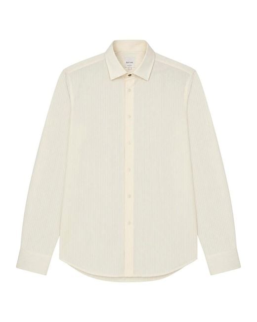 Paul Smith White Striped-Jacquard Cotton And Silk-Blend Shirt for men