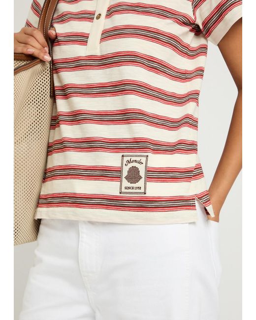 Moncler Red Striped Cotton Polo Shirt