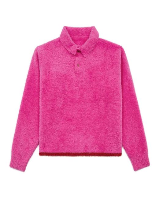 Jacquemus Pink Brushed-knit Polo Jumper for men