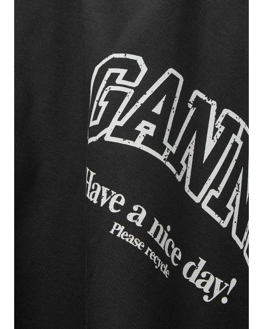 Ganni Black Logo-Print Cotton Sweatshirt
