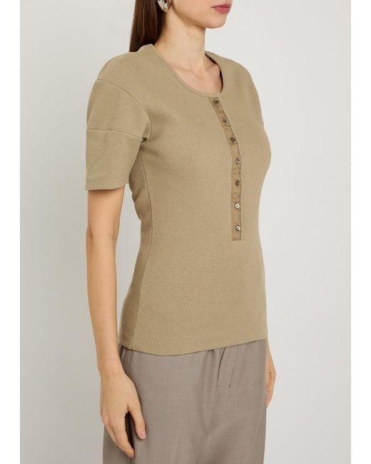 Lemaire Natural Ribbed Cotton-Blend Top