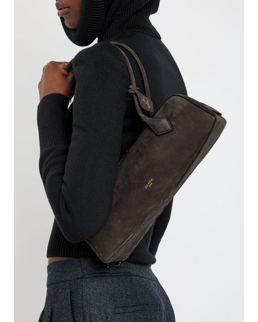 Alaïa Black Le Teckel Medium Suede Shoulder Bag