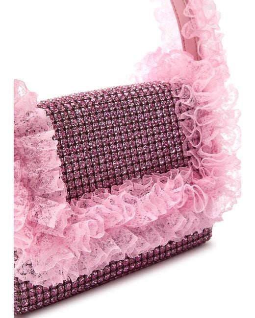 Self-Portrait Pink X Christopher Kane Lace And Crystal-Embellished Top Handle Bag
