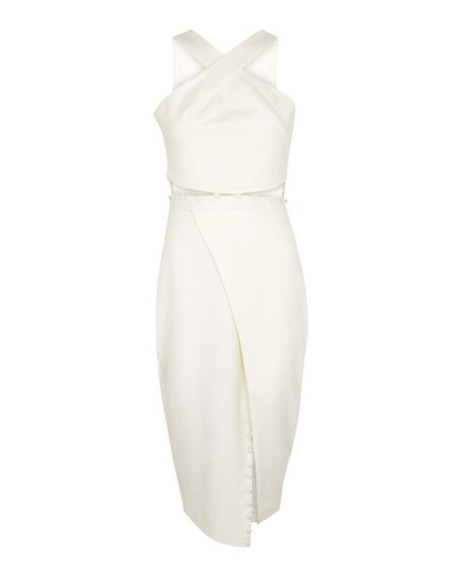 Lavish Alice Synthetic White Cut-out Ponte-jersey Midi Dress | Lyst