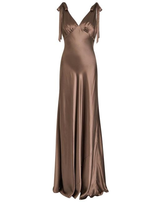 Reformation Brown Pernille Silk Gown