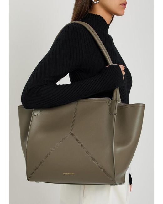 Victoria Beckham Brown Victoria Panelled Leather Tote Bag