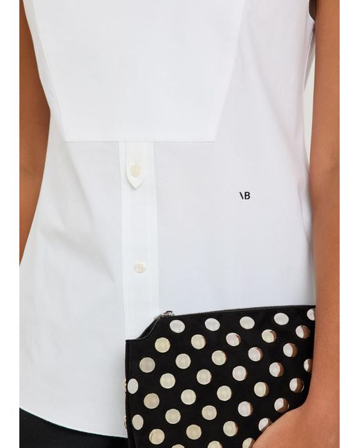 Victoria Beckham White Panelled Cotton-Poplin Shirt