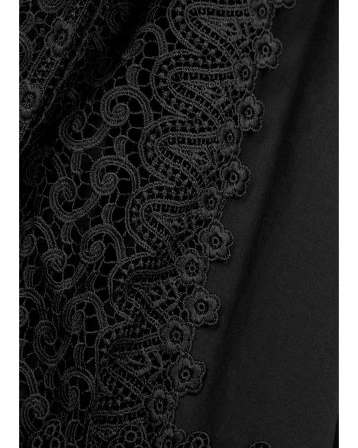 Charo Ruiz Black Margherita Lace-trimmed Cotton-blend Maxi Dress