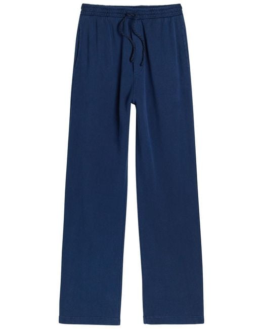 The Elder Statesman Blue Daily Logo-Embroidered Cotton And Cashmere-Blend Sweatpants for men