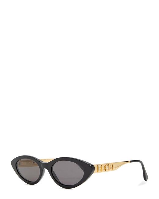 Fendi White Graphy Narrow Cat-Eye Sunglasses