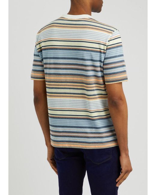 PS by Paul Smith Blue Striped Cotton T-Shirt for men
