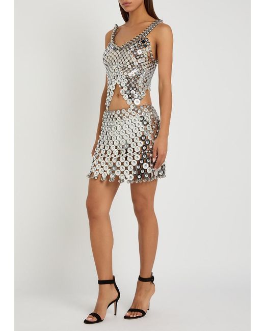 Rabanne Gray Disc Link Metal Cropped Top