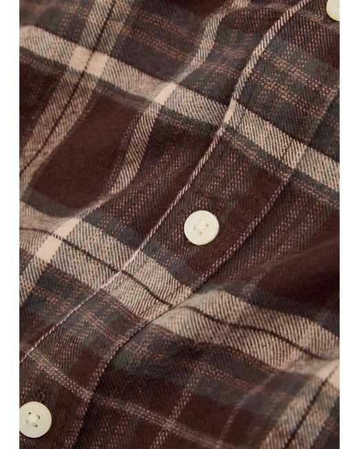 NN07 Brown Deon Plaid Cotton Shirt for men