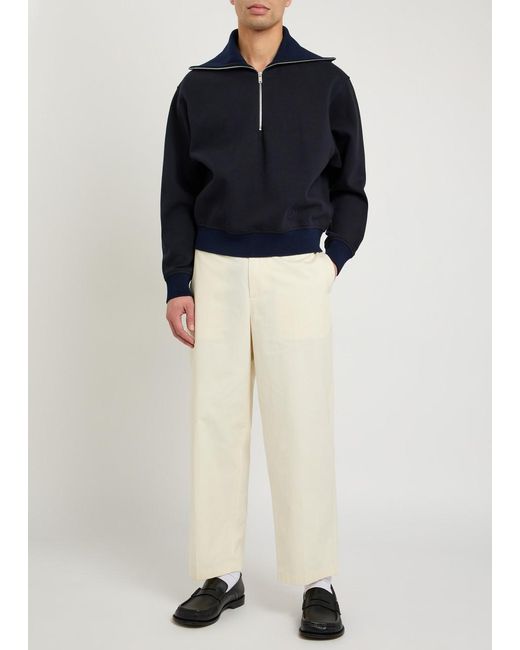 Jil Sander Blue Half-Zip Cotton Polo Sweatshirt for men