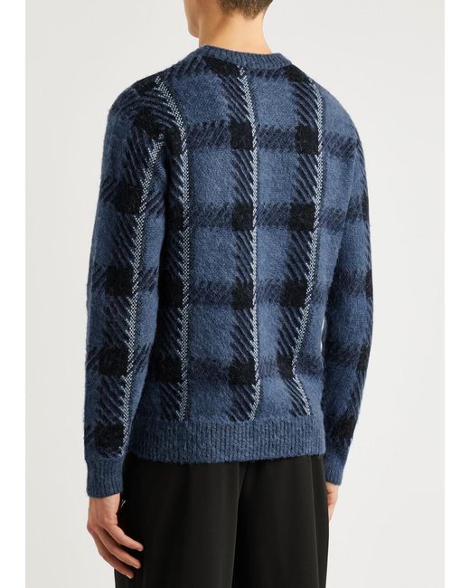 Fred Perry Blue Checked Cotton-blend Jumper for men
