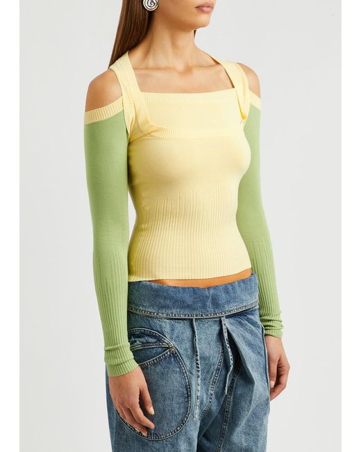 GIMAGUAS Yellow Latte Cut-out Knitted Jumper
