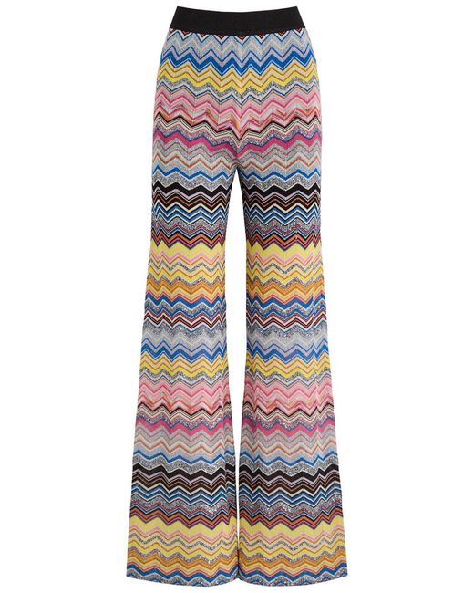 Missoni Multicolor Zigzag Embellished Metallic Knitted Trousers