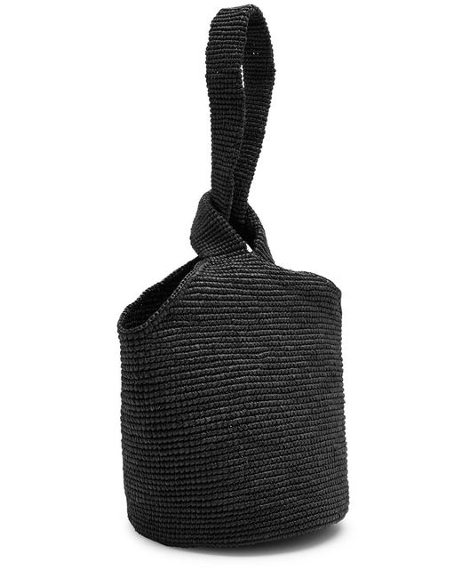 Sensi Studio Black Straw Top Handle Bag