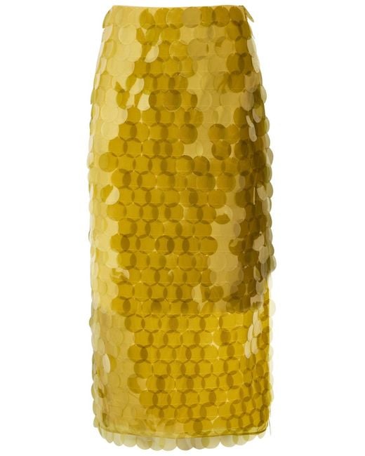 Roksanda Yellow Halin Embellished Midi Mesh Skirt
