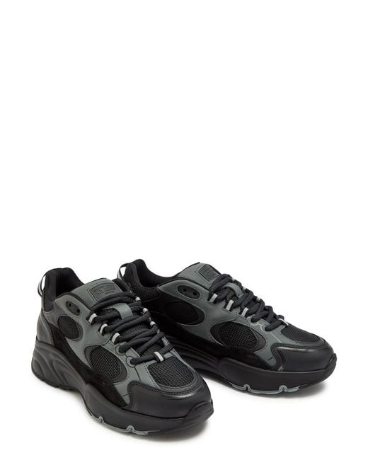 Cleens Black Pulse Runner Panelled Mesh Sneakers for men