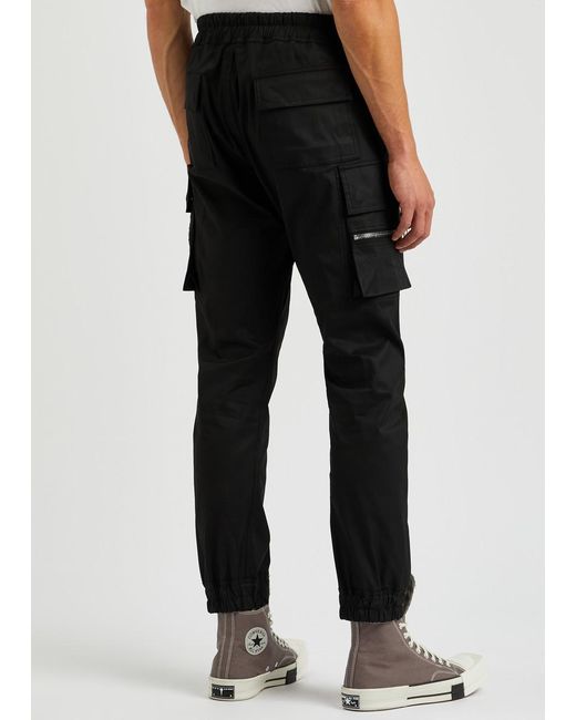 Rick Owens Black Mastodon Stretch-cotton Cargo Trousers for men