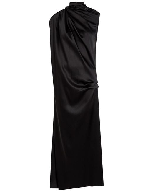 Heirlome Black Kate Draped Silk Midi Dress