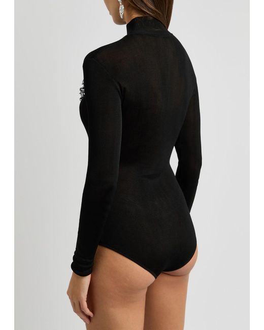 Self-Portrait Black X Christopher Kane Cut-Out Fine-Knit Bodysuit