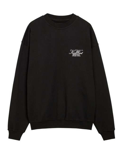 Kidwest Black Logo-Print Cotton Sweatshirt for men