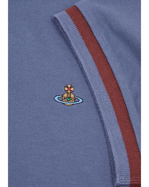Vivienne Westwood Blue Logo-embroidered Piqué Cotton Polo Shirt for men