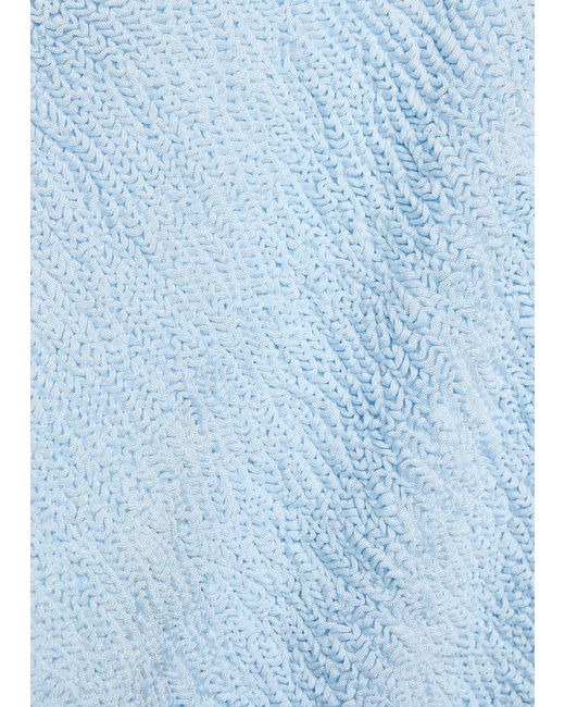 Hunza G Blue Square-Neck Crinkle Swimsuit