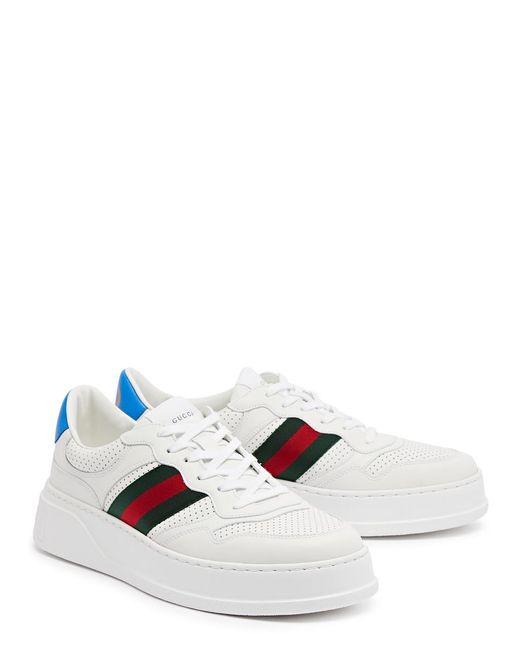 Gucci White Chunky B Leather Sneakers for men